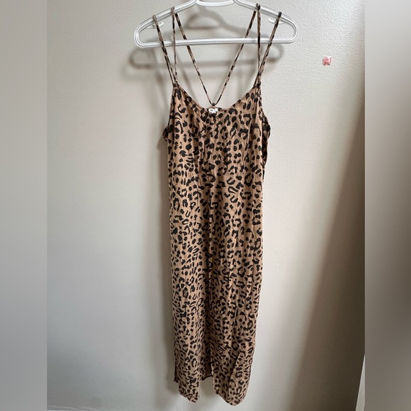 Aerie Modal Leopard Print V-Neck Strappy Casual Beachy Midi Slip Dress Women’s M - Picture 3 of 9